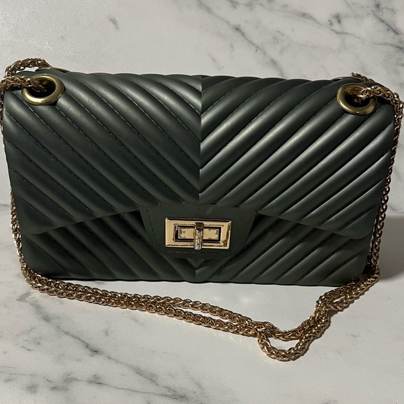 Dark Grey Quilted Chain Bag - Picture 1 of 5